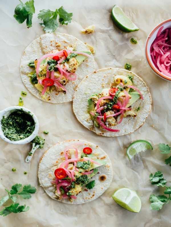 Delicious Roasted Cauliflower Tacos with Fresh Cilantro Pesto