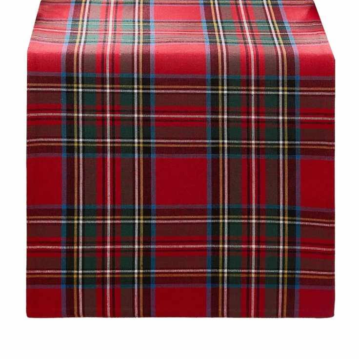 Red plaid table runner