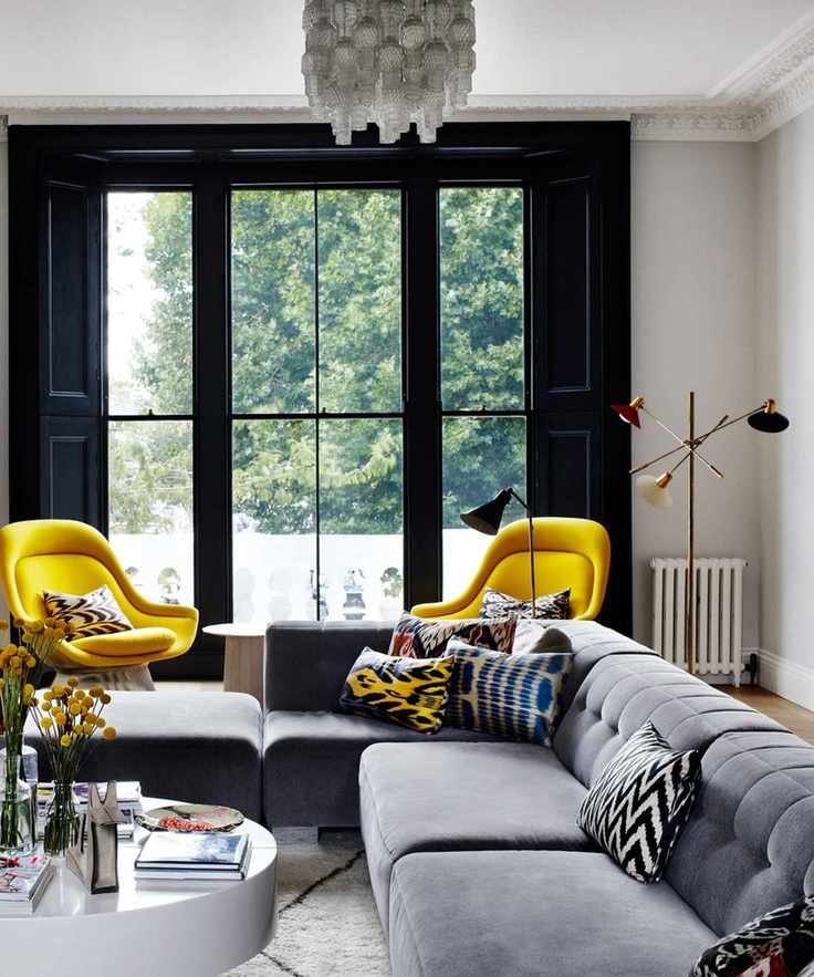 living room with vintage lighting
