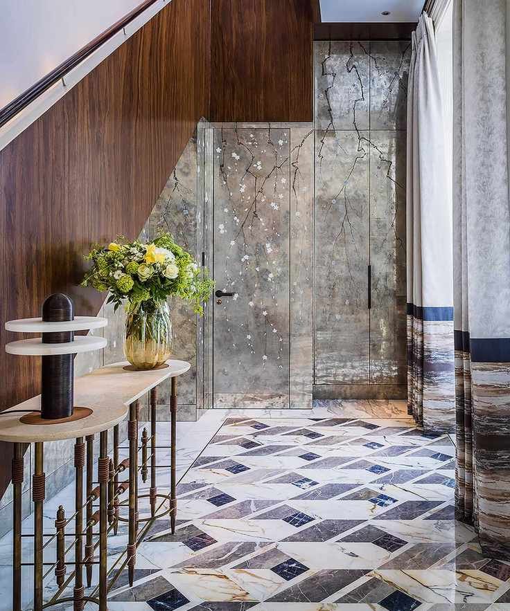 Stylish marble entryway flooring