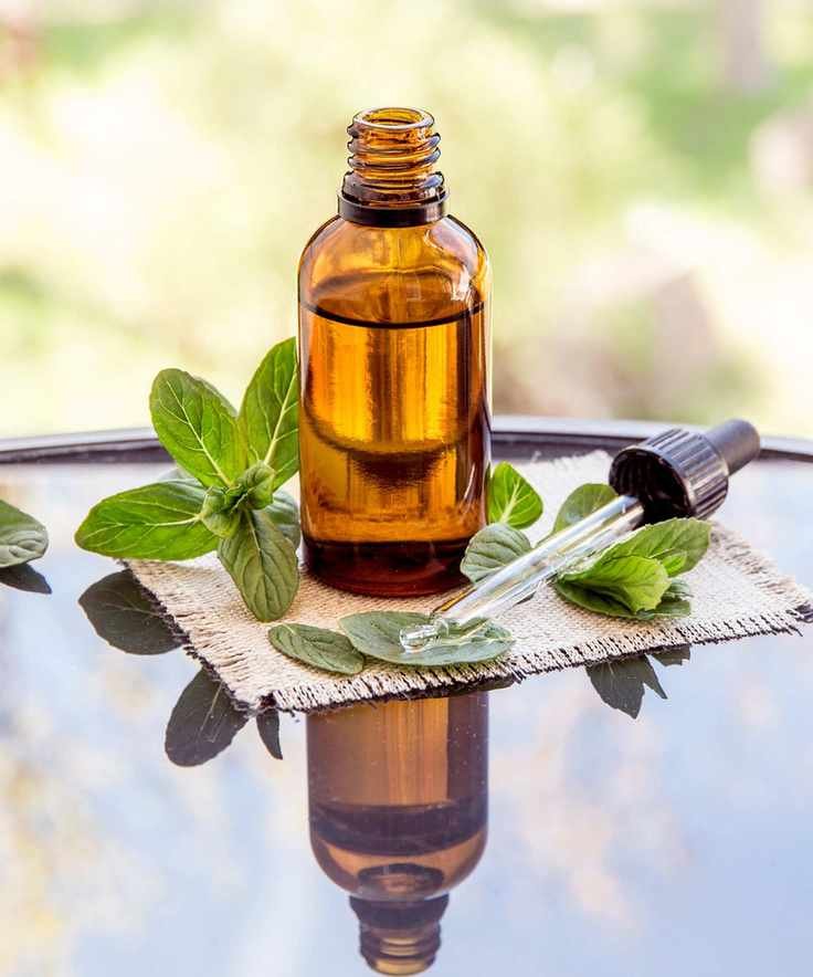 Peppermint oil on a table