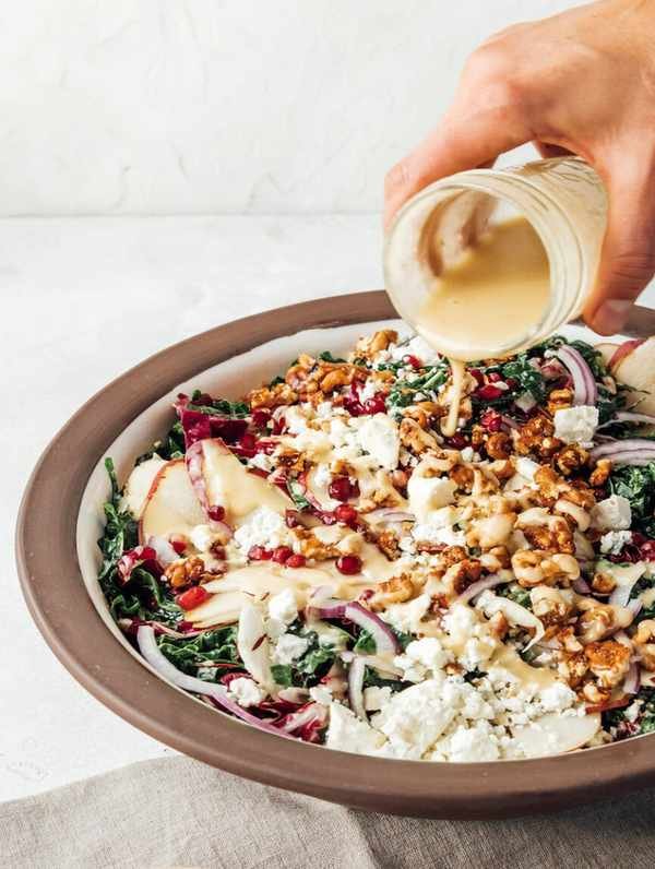 Holiday Chopped Kale Salad with Mustard Shallot Vinaigrette