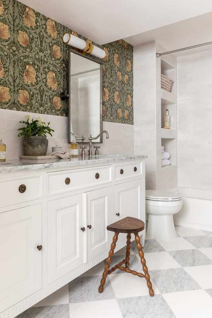 checkered floor bathroom