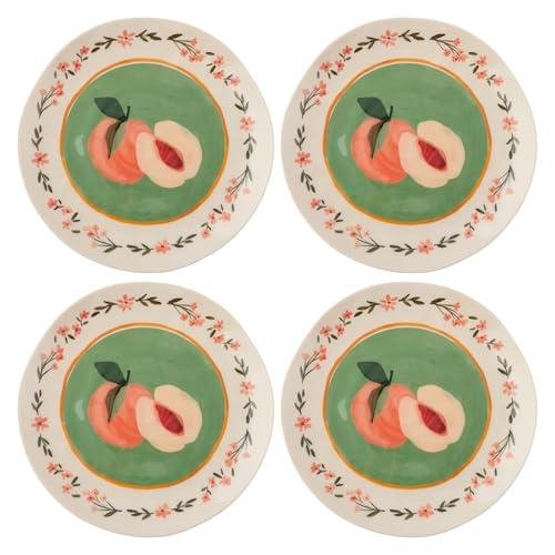Karma, 8.75 Inches Melamine Salad Plates Set of 4, Reusable Dishwasher Safe Plates for Outdoor and Indoor, Peaches