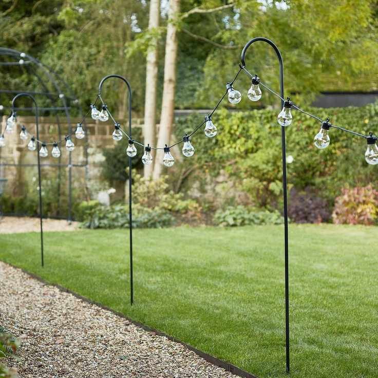 String lights along a path