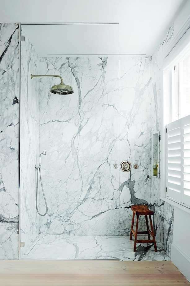 Luxury home design - marble shower with seating