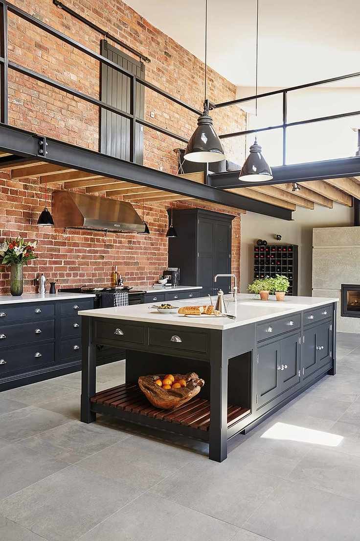 Tom Howley black kitchen with island