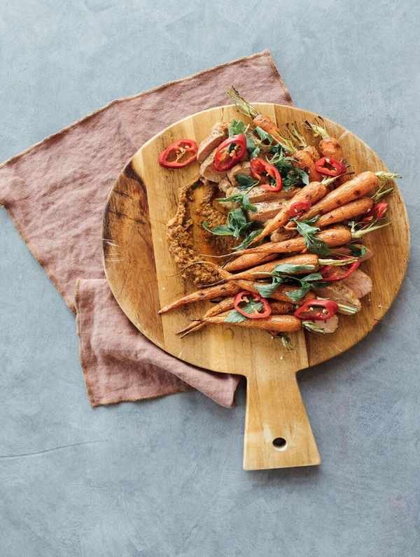 Grilled Pork Tenderloin with Orange-Chili Glaze and Carrot Pesto