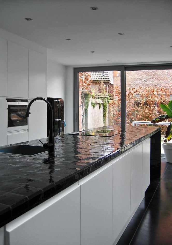 Black tile countertop