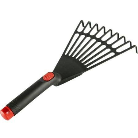 Ezpxfci Hand Rake 9 Teeth Stainless Steel Small Garden Rake With Plastic Handle, Hanging Garden Hand Tools for Gardening, Weeding, Transplanting and Digging