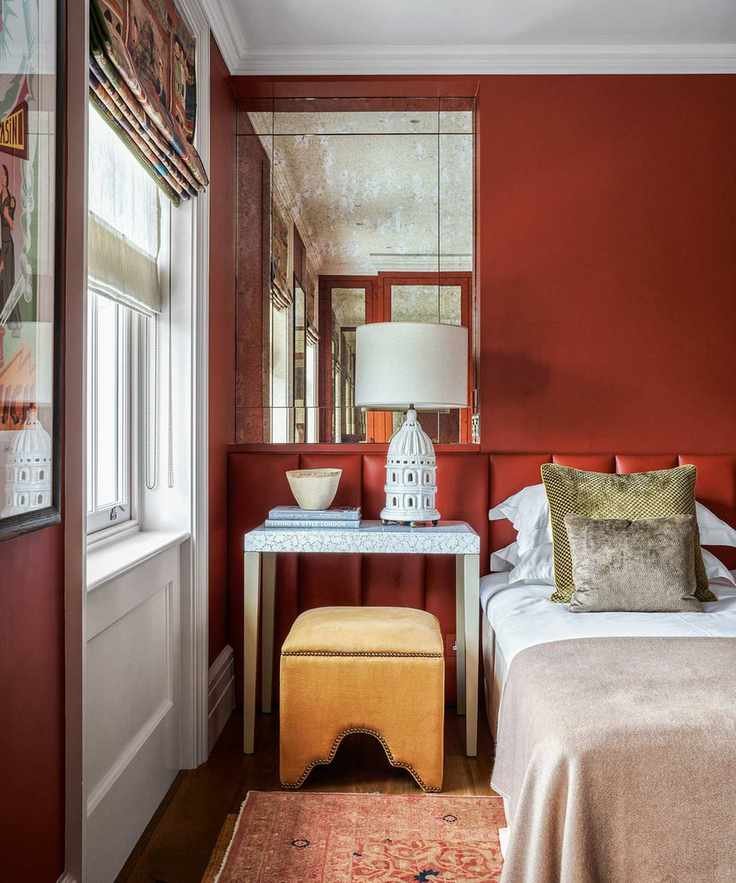 Bedroom mirror with antique finish