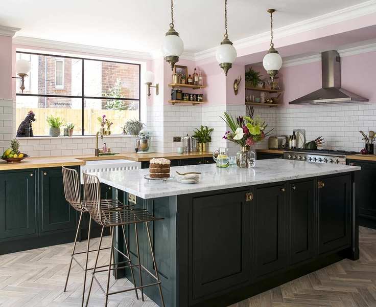 kitchen island with marble worktop
