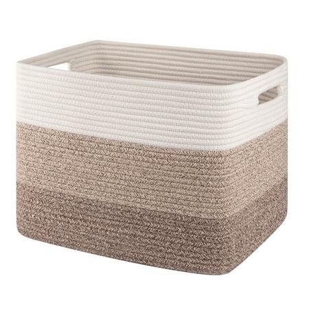 Cherishgard 42l Cotton Rope Storage Basket With Handles, rectangle Laundry Basket for Storage, toy Basket for Organizing