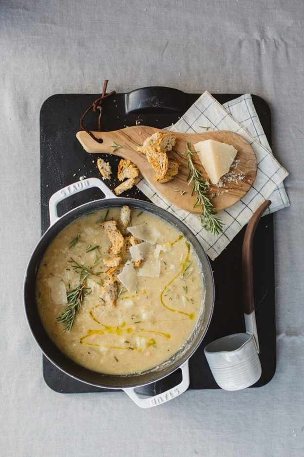 Savory Roasted Cauliflower and White Bean Soup with Rosemary