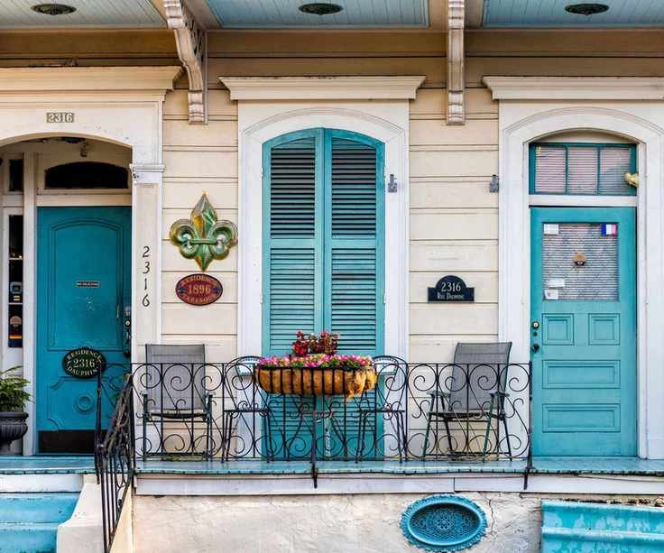 Shotgun house with blue accents