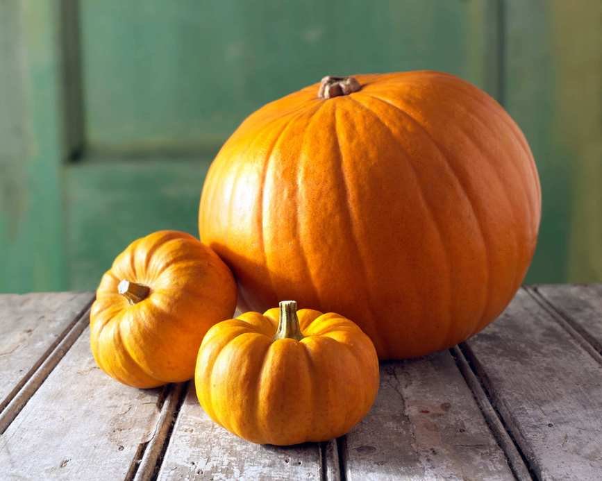Fresh whole pumpkins in a home