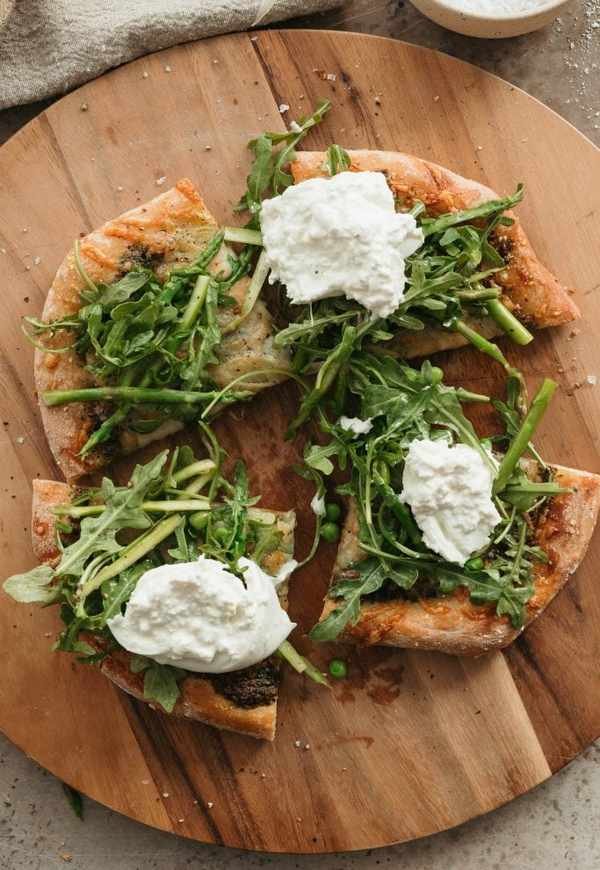 Spring Potato Pizza With Asparagus And Burrata
