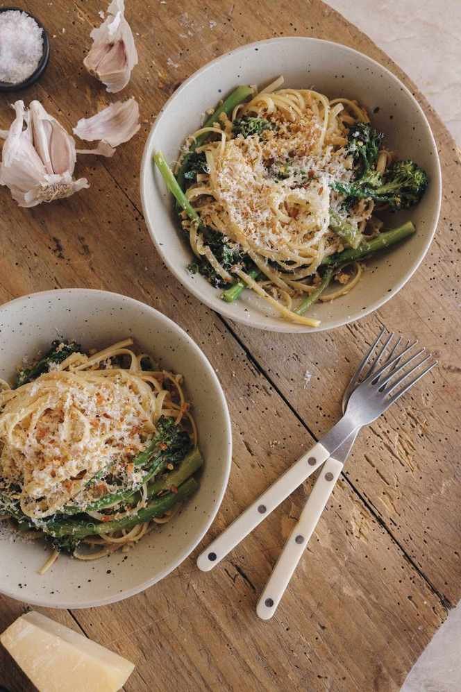 Garlicky Blistered Broccolini Pasta with Lemon and Crunchy Breadcrumbs