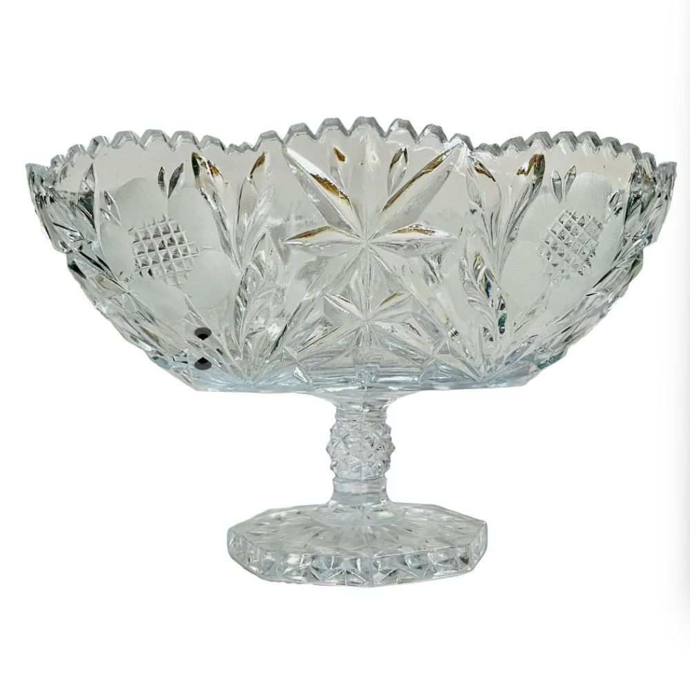 Cut glass decorative footed fruit bowl