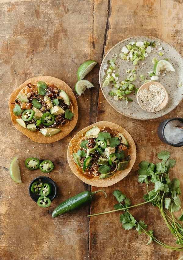 Tasty Spicy Tuna Tostadas with Avocado and Crispy Shallots