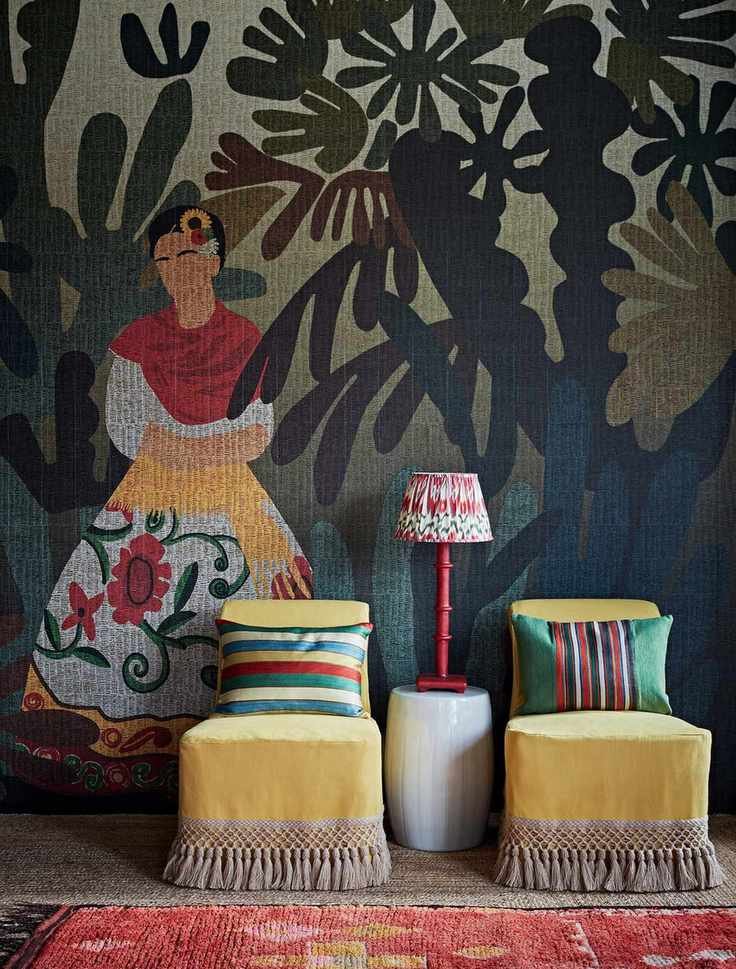 Mural statement piece in living room or hallway