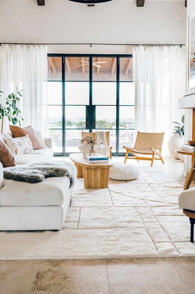 living room design with curtains