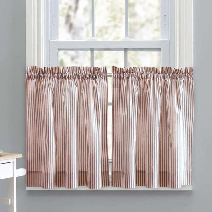 wayfair red stripe cafe curtain