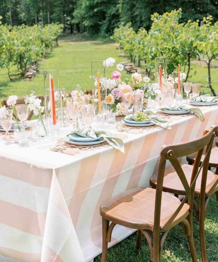 summer table with pink and white theme