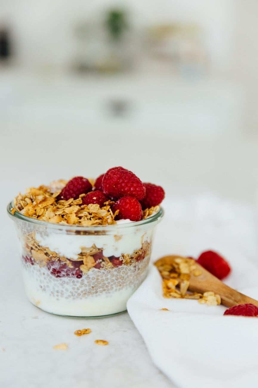 Make-Ahead Raspberry Chia Yogurt Pudding for Busy Mornings