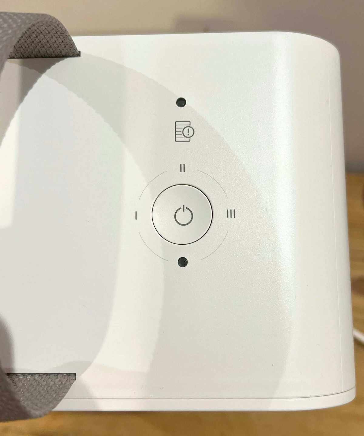 Top view of the IKEA UPPÅTVIND Air purifier showing the controls