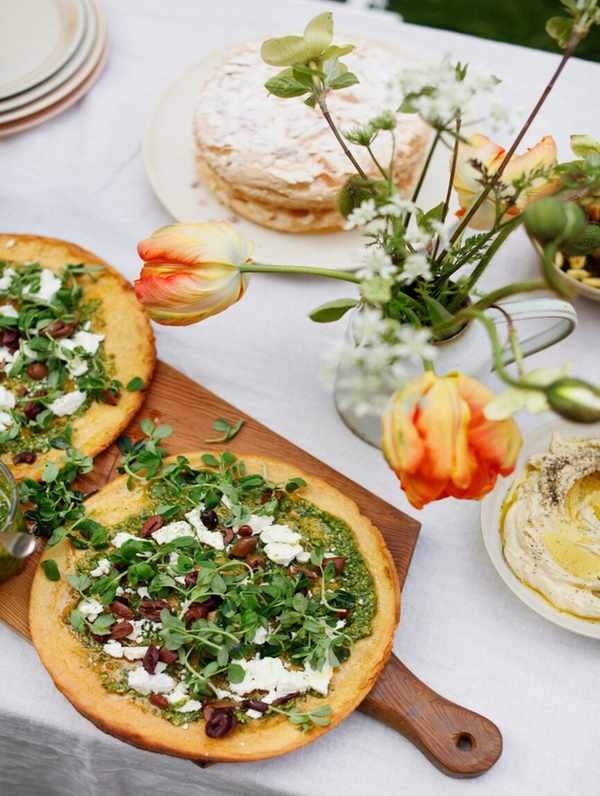 Farinata with Caramelized Onions and Pesto
