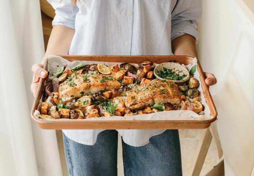 Sheet Pan Mustard-Roasted Salmon with Veggies for Easy Dinners