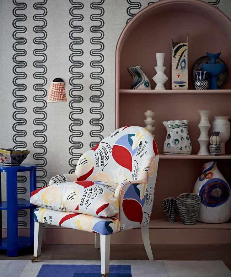 occasional chair with abstract pattern