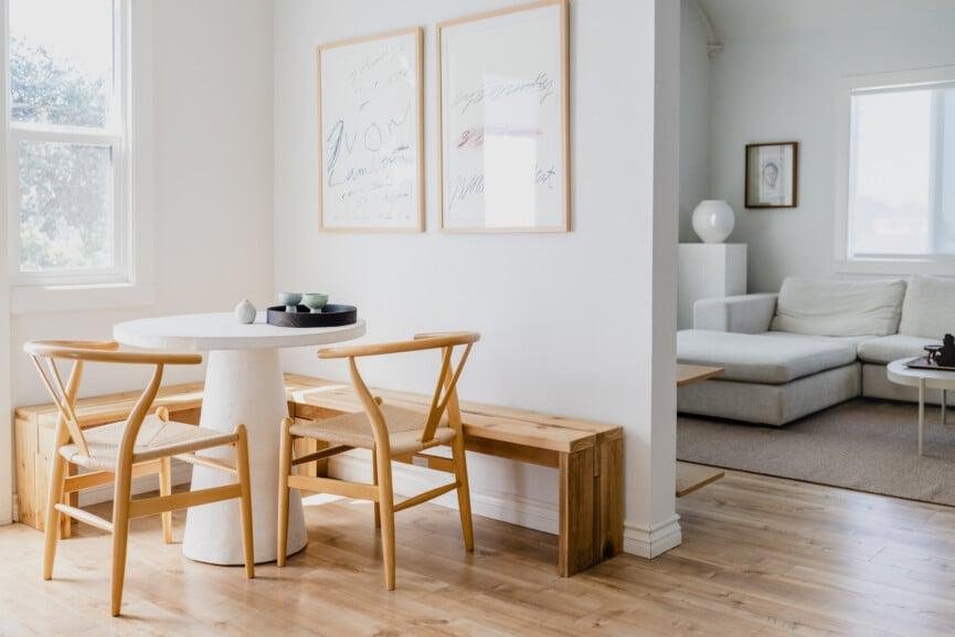 white dining nook