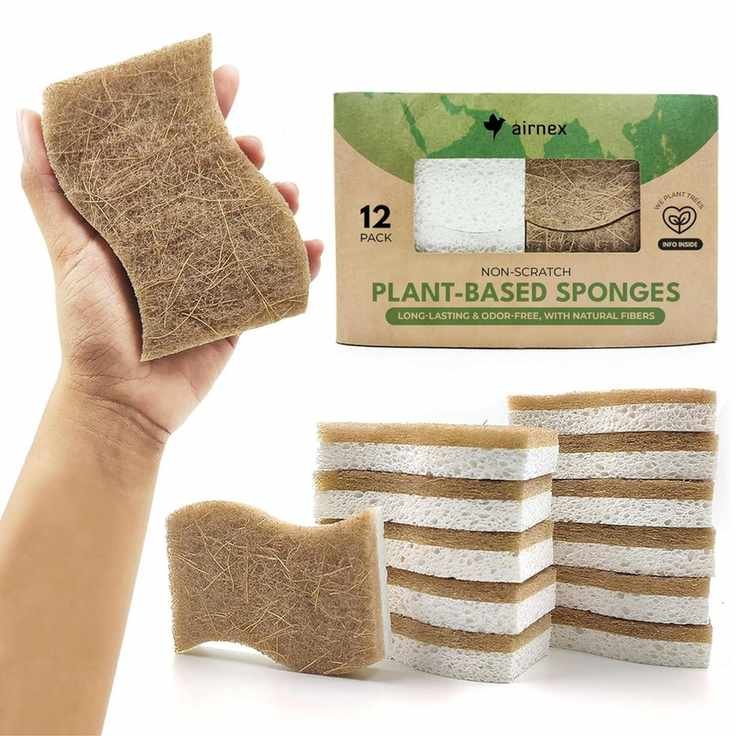 Plant-based cleaning sponges