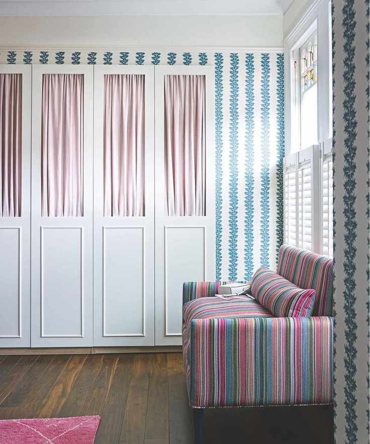 A bright and patterned bedroom