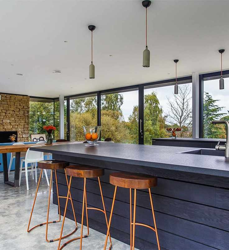 open plan kitchen with bi fold doors