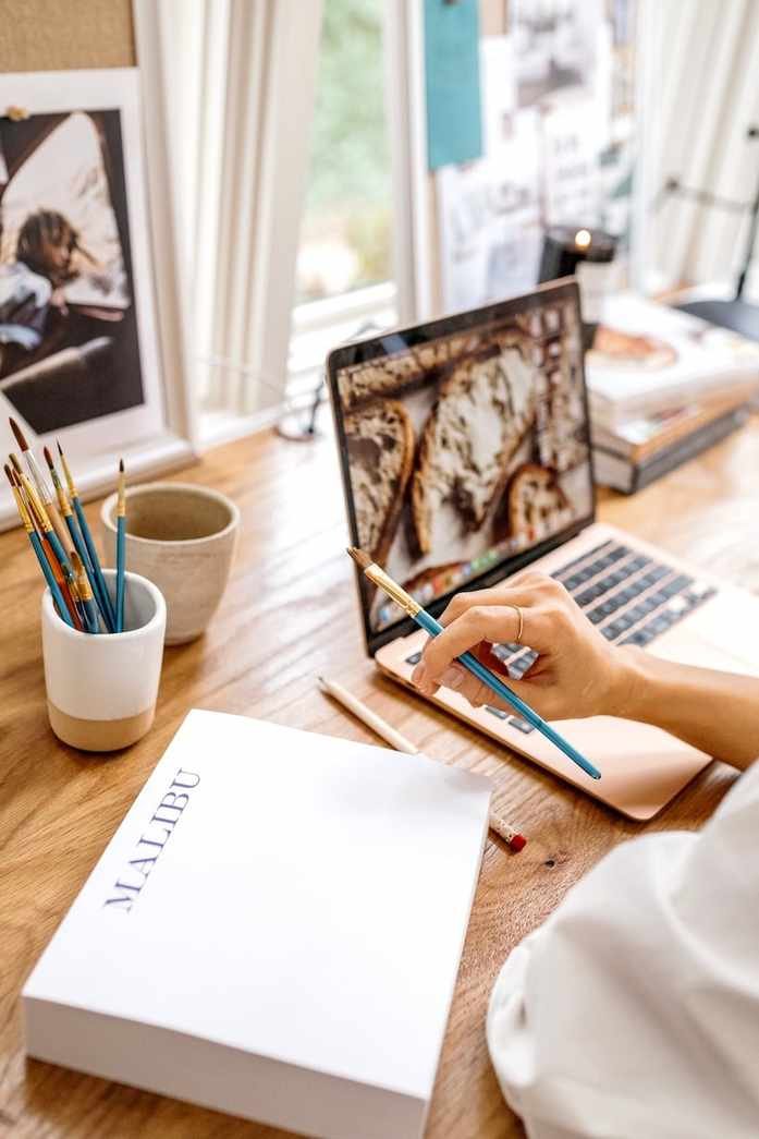 work from home with coffee and computer