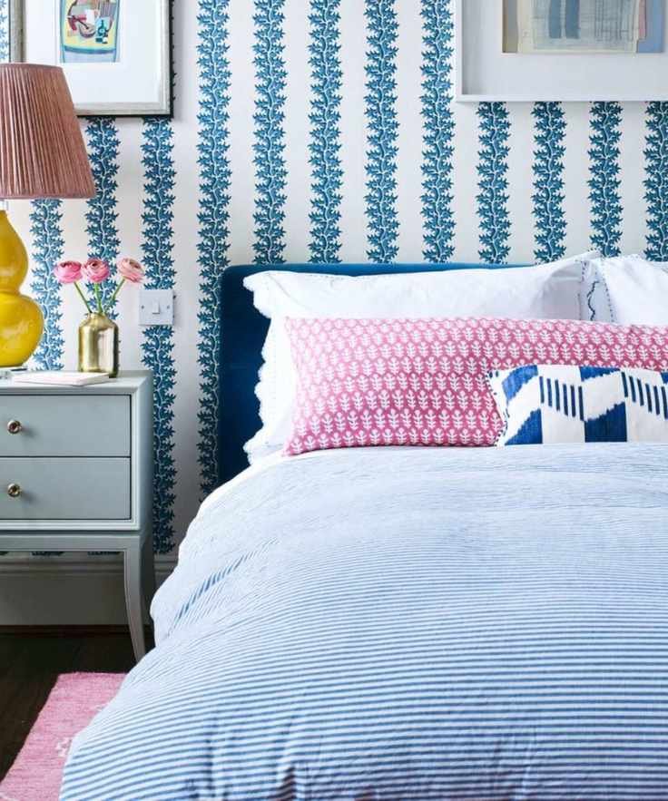 A serene bedroom with bright decor