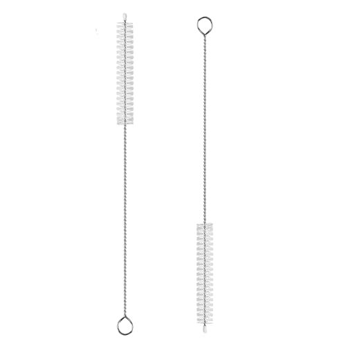 2 Pack Straw Cleaner Brush, Reusable Metal Handles Straw Cleaner Brush Extra Long for Stanley Mug 40, 30, 20 Oz, 10mm Wide for Sippy Cup, Water Bottle and Tubes (clear+clear)