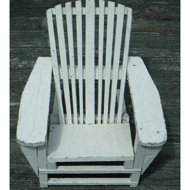 12 3/4" Vintage Homemade Wooden Adirondack Chair-White Paint-1945