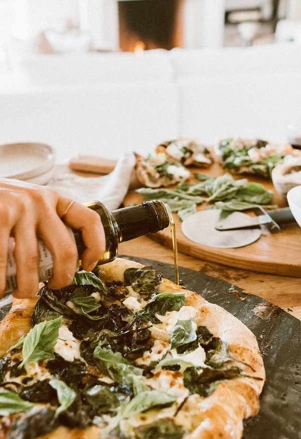 Delicious spinach ricotta pizza baked to perfection