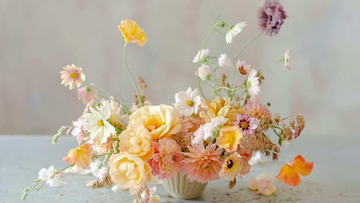 Crafting a Summer Floral Arrangement with Dahlias and Poppies