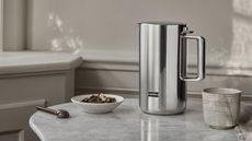 Aarke Kettle on a kitchen counter.
