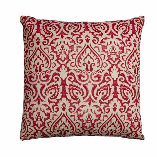 damask red throw pillow