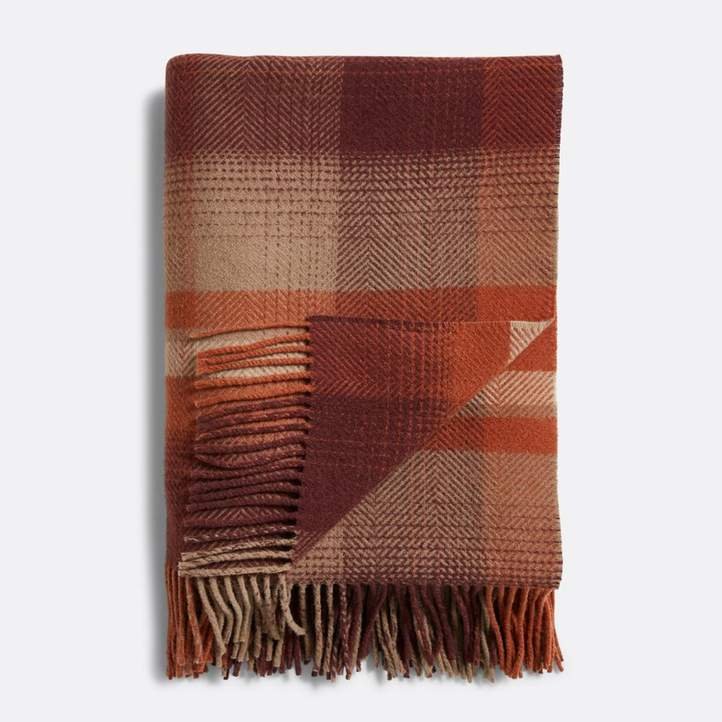 Rosewood &amp; Rust Plaid Wool Throw