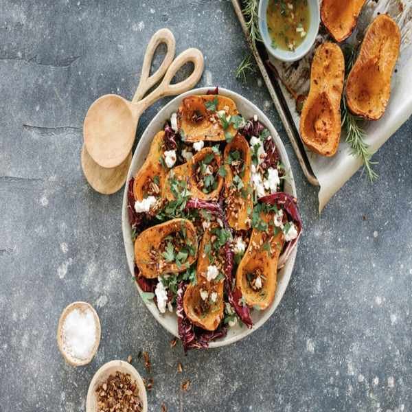 Roasted Honeynut Squash with Hot Honey, Pecans, and Rosemary Recipe