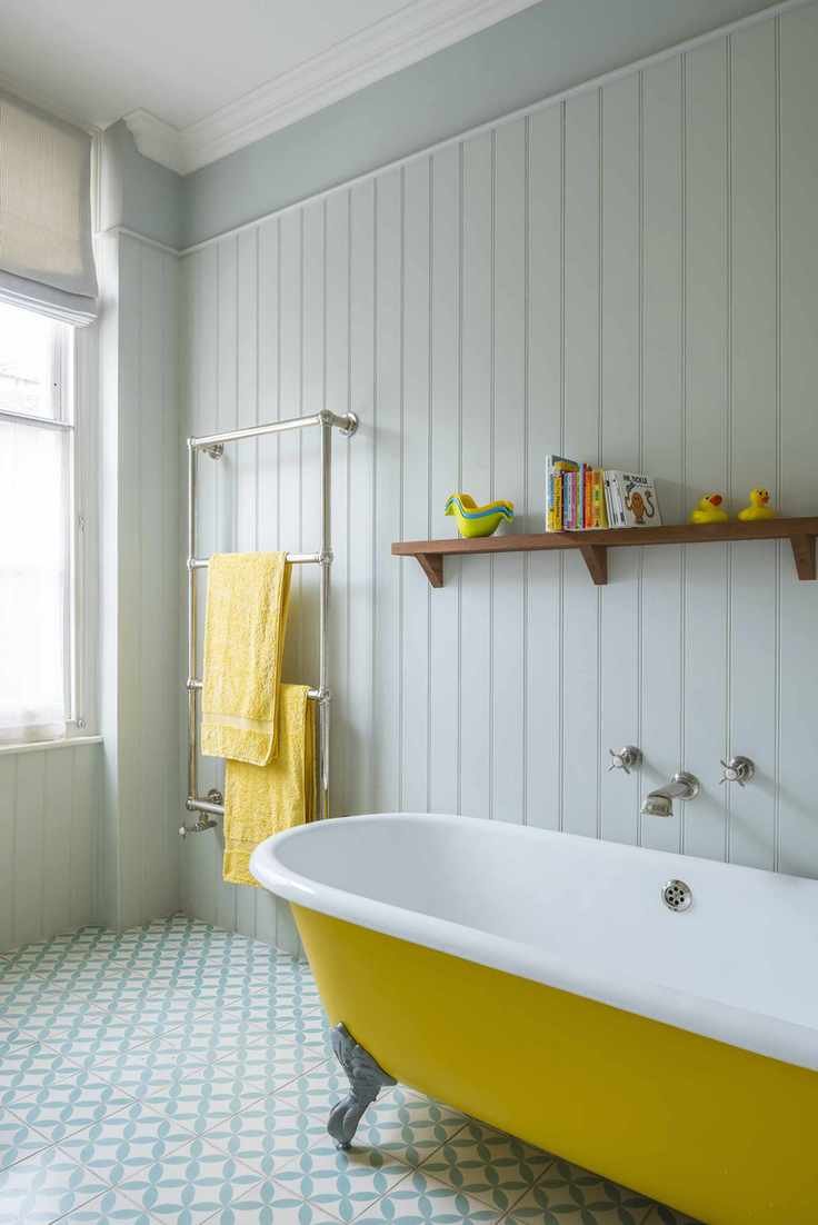 Family bathroom with blue walls