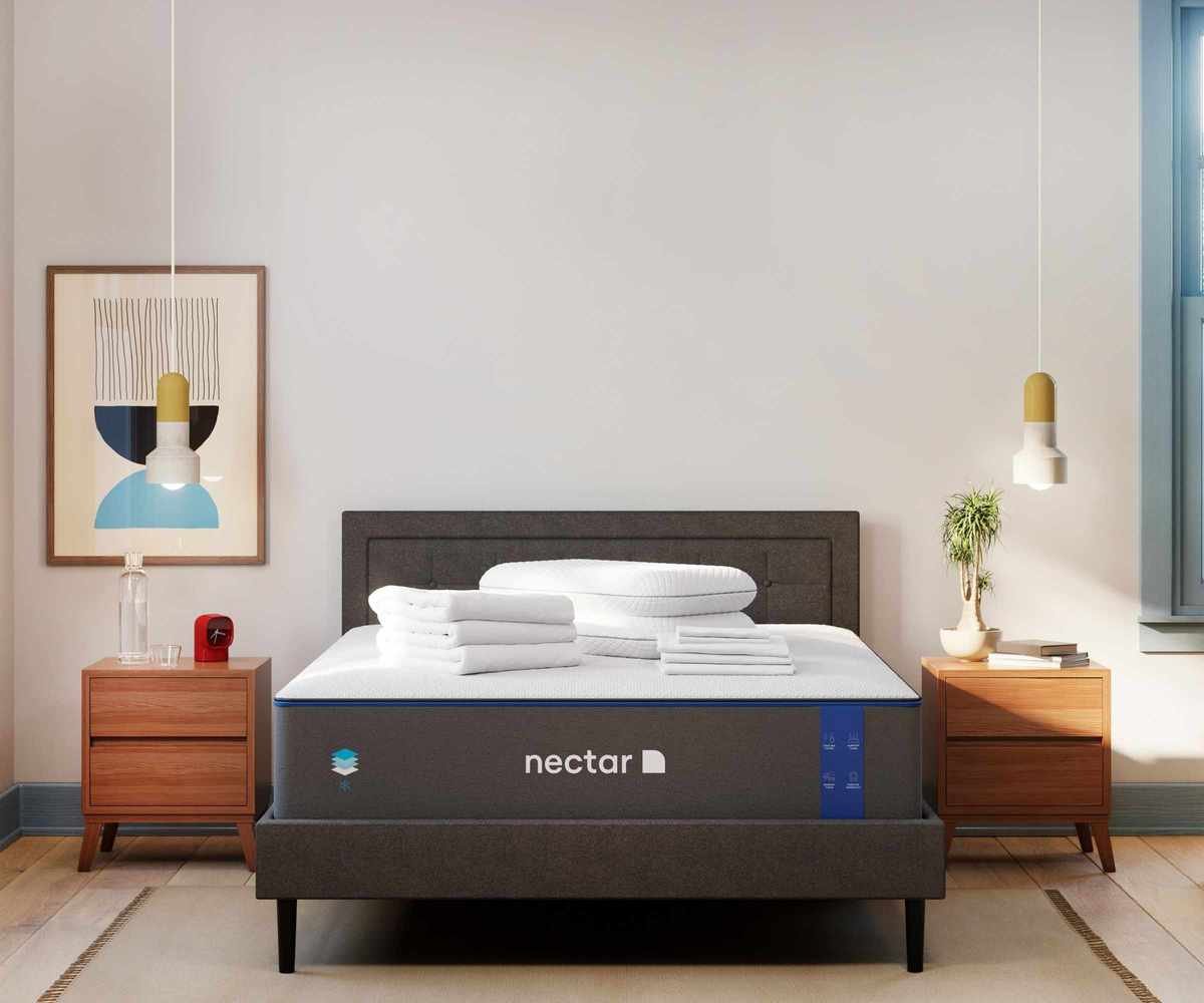 Nectar Memory Foam Mattress against a white wall.