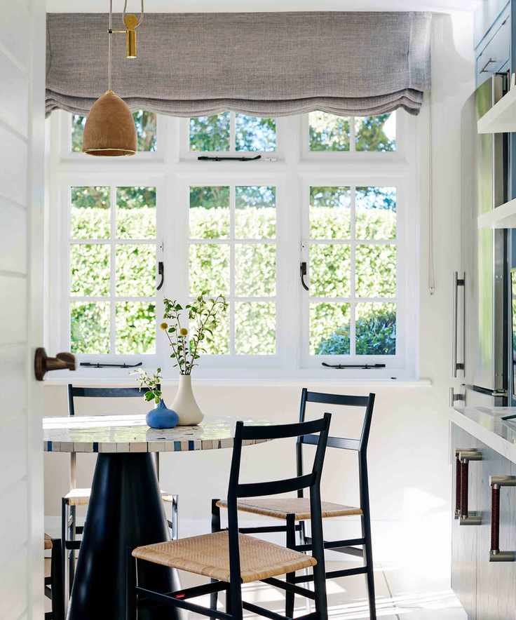 Window treatment idea with simple linen blinds